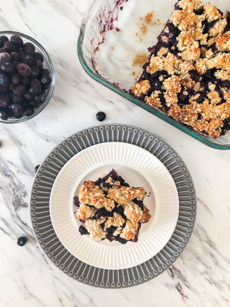 Blueberry and oat crumble bars