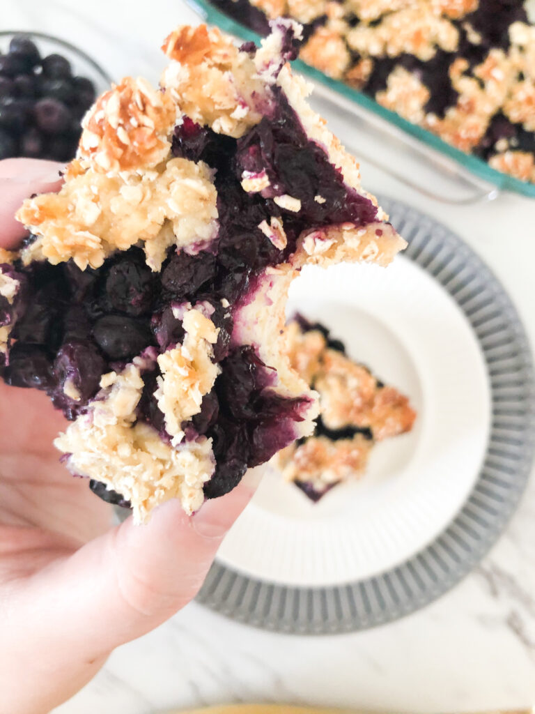 Blueberry and oat crumble bars